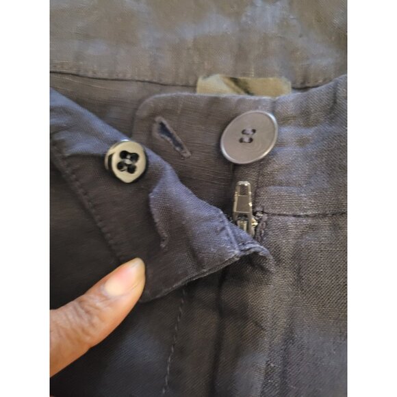 Eileen Fisher Organic Linen Pants Wmn L Blue Career Casual Straight Leg Minimal - Picture 13 of 13